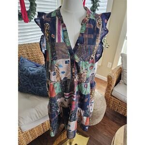 Anthropologie Pilcro Patchwork Tiger Midi Dress Women's Size M Boho